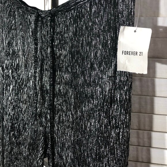 Forever 21 Sequin Cover Up Pants Silver Black S - Picture 3 of 8
